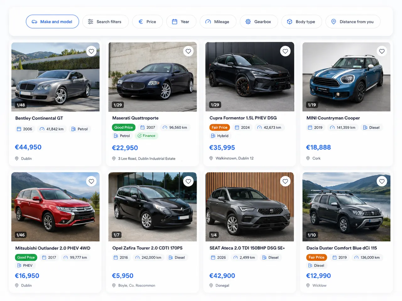 The Autoza vehicle marketplace — cars from Irish dealers