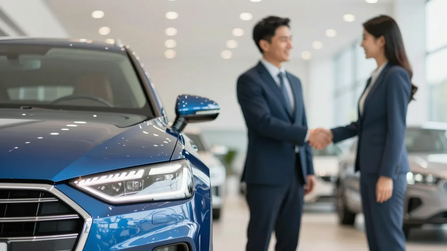 A handshake closing the sale at an Irish car dealership